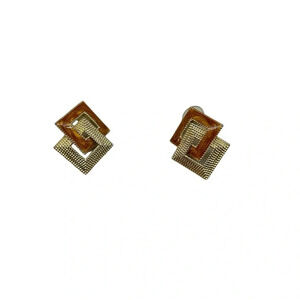 Earrings Women’s Vintage Gold and Brown Tone Square Jewelry